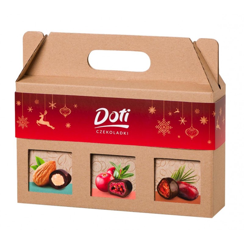ZESTAW ŚWIĄTECZNY - BAKALIE W CZEKOLADZIE BIO 3 RODZAJE 150 g - DOTI (PRODUKT SEZONOWY)