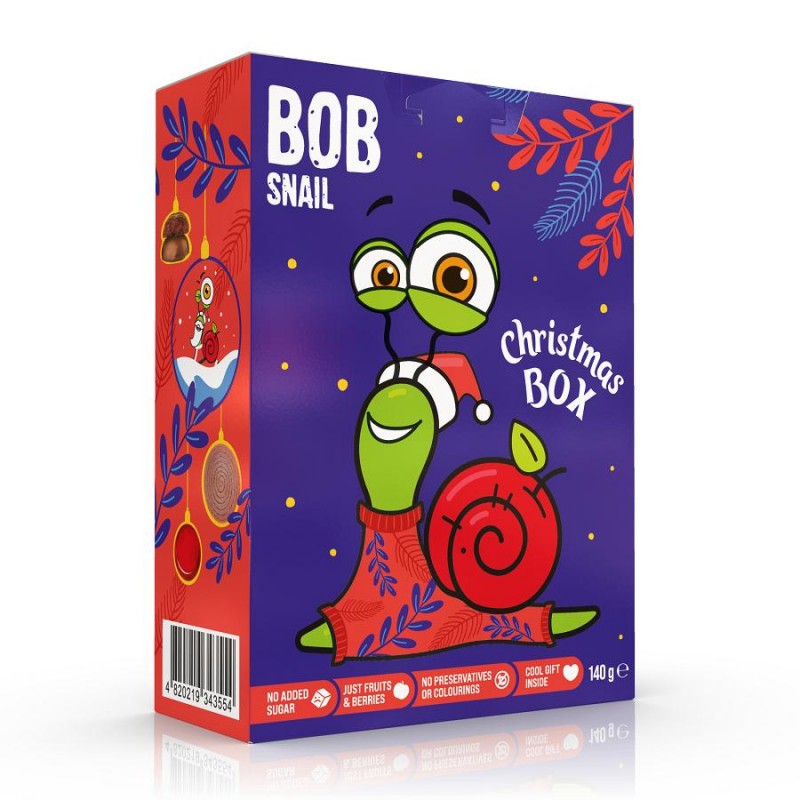 ZESTAW ŚWIĄTECZNY - PRZEKĄSKI OWOCOWE Z ZABAWKĄ 140 g - BOB SNAIL (PRODUKT SEZONOWY)