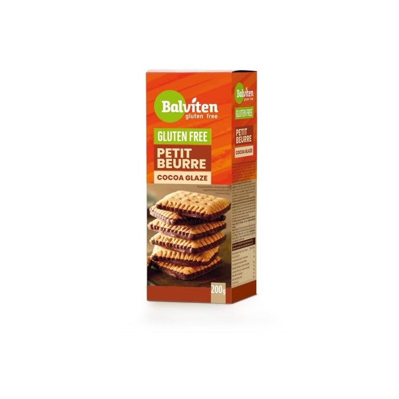HERBATNIKI PETIT BEURRE Z DODATKIEM POLEWY KAKAOWEJ BEZGLUTENOWE 200 g - BALVITEN