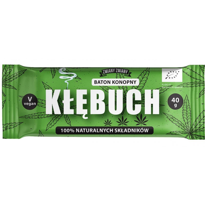 BATON BAKALIOWY Z NASIONAMI KONOPI "KŁĘBUCH" BEZGLUTENOWY BIO 40 g - ZMIANY ZMIANY