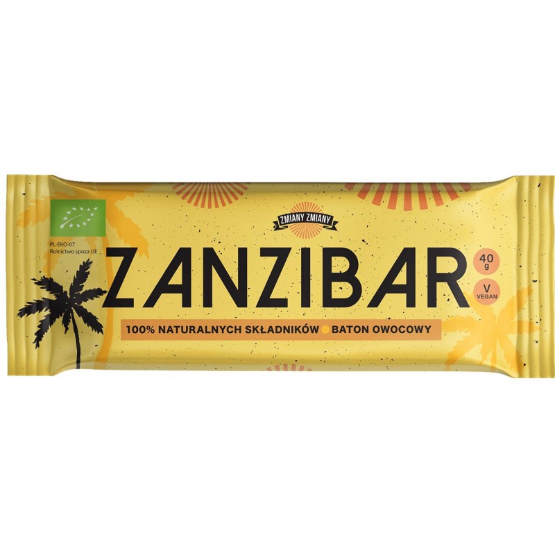 BATON OWOCOWY "ZANZIBAR" BEZGLUTENOWY BIO 40 g - ZMIANY ZMIANY