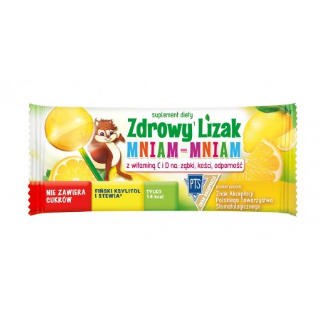 LIZAK KULKA O SMAKU CYTRYNOWYM Z WITAMINĄ D I C BEZGLUTENOWY 6 g - MNIAM MNIAM STARPHARMA