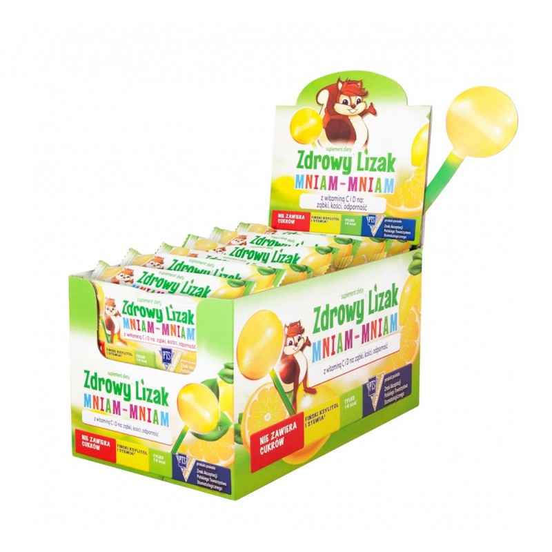 LIZAK KULKA O SMAKU CYTRYNOWYM Z WITAMINĄ D I C BEZGLUTENOWY 6 g - MNIAM MNIAM STARPHARMA