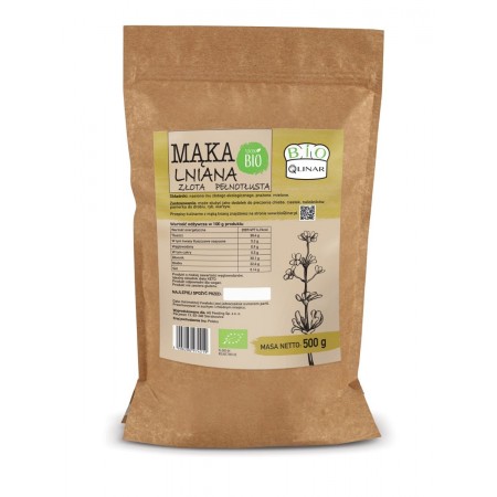 MĄKA LNIANA ZŁOTA PEŁNOTŁUSTA BEZGLUTENOWA BIO 500 g - BIO QLINAR