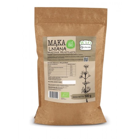 MĄKA LNIANA BRĄZOWA PEŁNOTŁUSTA BEZGLUTENOWA BIO 500 g - BIO QLINAR
