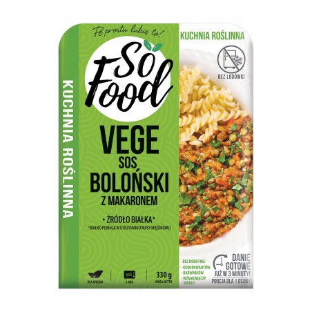 SOS BOLOŃSKI Z MAKARONEM WEGAŃSKI 330 g - SO FOOD