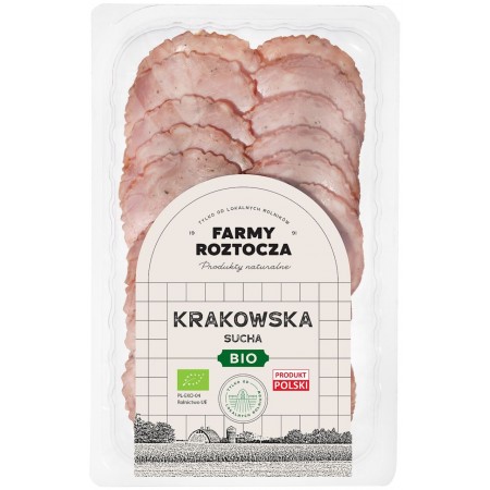 KIEŁBASA KRAKOWSKA SUCHA PLASTRY BIO 80 g - FARMY ROZTOCZA (Z PÓŁKI)