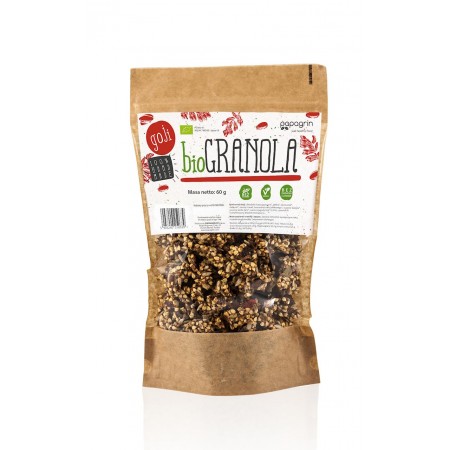 GRANOLA Z GOJI BEZ DODATKU CUKRÓW BEZGLUTENOWA BIO 60 g - PAPAGRIN