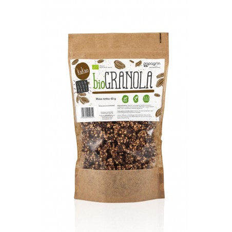 GRANOLA Z KAKAO BEZ DODATKU CUKRÓW BEZGLUTENOWA BIO 60 g - PAPAGRIN