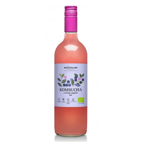 KOMBUCHA O SMAKU JAGODY BIO 750 ml - DELIKATNA (ZAKWASOWNIA)