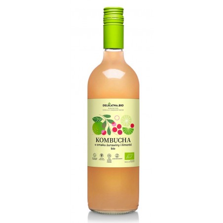 KOMBUCHA O SMAKU ŻURAWINY I LIMONKI BIO 750 ml - DELIKATNA (ZAKWASOWNIA)