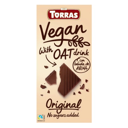 Czekolada wegańska z ekstraktem owsianym bez dodatku cukru 100 g - Torras