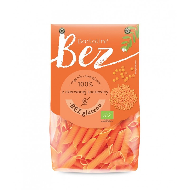 Makaron bezglutenowy z czerwonej soczewicy penne BIO 250 g - Bartolini