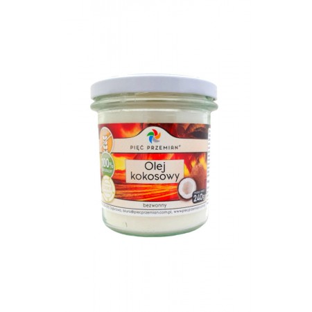 Olej kokosowy bezwonny 240 g - Pięć Przemian