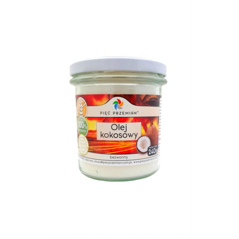 Olej kokosowy bezwonny 240 g - Pięć Przemian