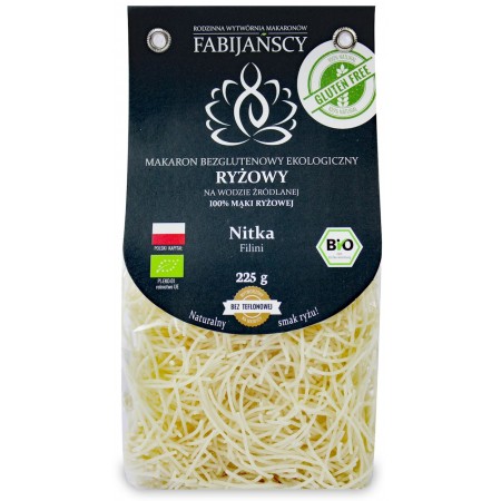 MAKARON (Z RYŻU BIAŁEGO) NITKA FILINI BEZGLUTENOWY BIO 225 g - FABIJAŃSCY