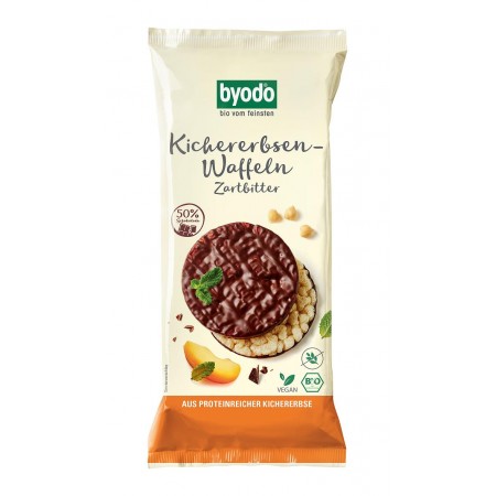 WAFLE Z CIECIERZYCY Z CIEMNĄ CZEKOLADĄ BEZGLUTENOWE BIO 65 g - BYODO