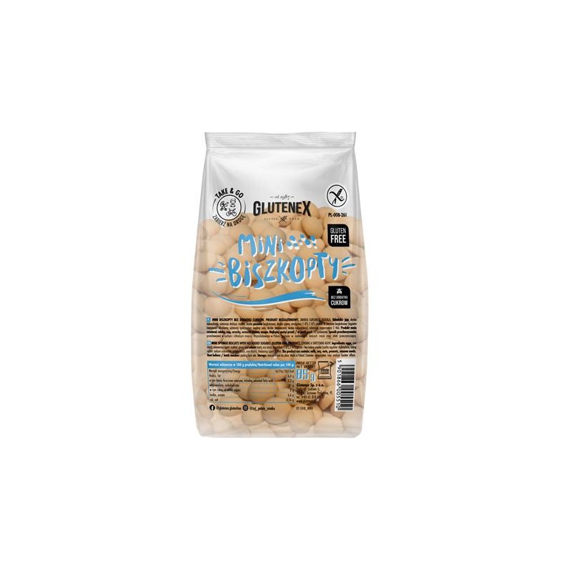 MINI BISZKOPTY BEZ DODATKU CUKRÓW BEZGLUTENOWE 85 g - GLUTENEX