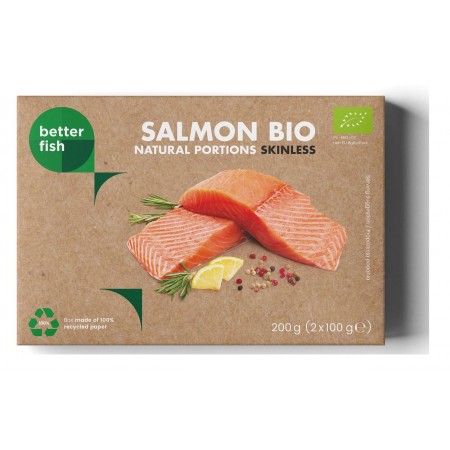 ŁOSOŚ ATLANTYCKI BEZ SKÓRY MROŻONY PORCJE BIO (2 x 100 g) 200 g (KARTON) - BETTER FISH