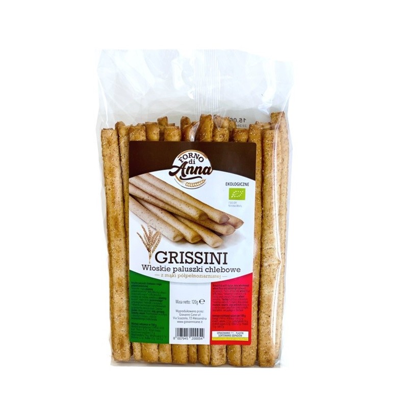 Grissini z mąki półpełnoziarnistej BIO 120 g