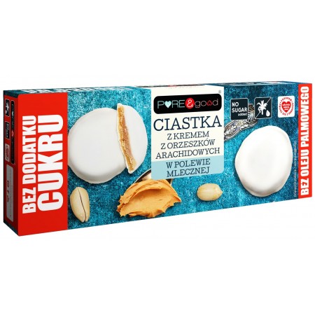 Ciastka z kremem orzechowym w polewie mlecznej bez dodatku cukru 128g