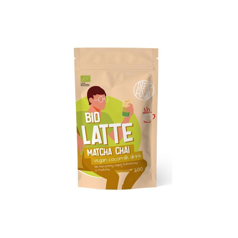 MATCHA LATTE CHAI - NAPÓJ KOKOSOWO - KORZENNY Z MATCHĄ BIO 200 g - DIET-FOOD