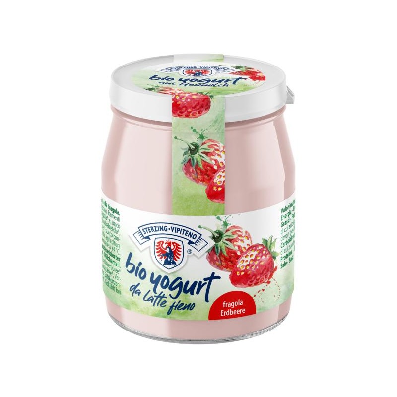 JOGURT TRUSKAWKOWY Z MLEKA SIENNEGO BIO 150 g (SŁOIK) - STERZING-VIPITENO