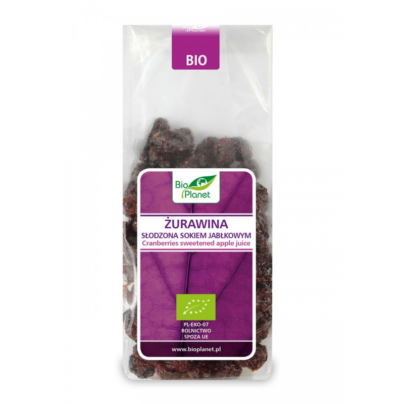 ŻURAWINA SŁODZONA SOKIEM JABŁKOWYM BIO 100 g - BIO PLANET