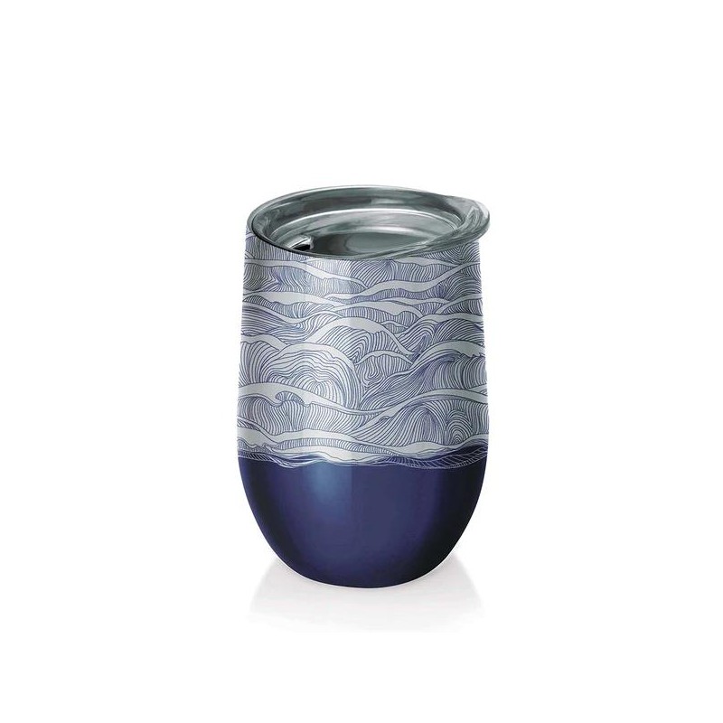 KUBEK ZE STALI NIERDZEWNEJ Z POKRYWKĄ BY THE SEA 420 ml - CHIC-MIC