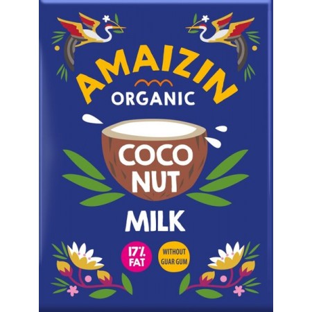 COCONUT MILK - NAPÓJ KOKOSOWY BEZ GUMY GUAR (17 % TŁUSZCZU) BIO 200 ml - AMAIZIN