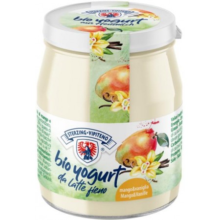 JOGURT MANGO - WANILIA Z MLEKA SIENNEGO BEZGLUTENOWY BIO 150 g (SŁOIK)- STERZING-VIPITENO