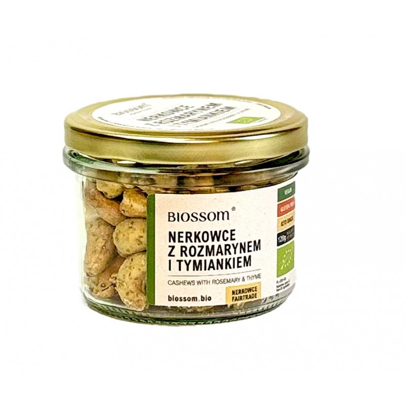 ORZECHY NERKOWCA Z ROZMARYNEM I TYMIANKIEM BEZGLUTENOWE BIO 120 g - BIOSSOM