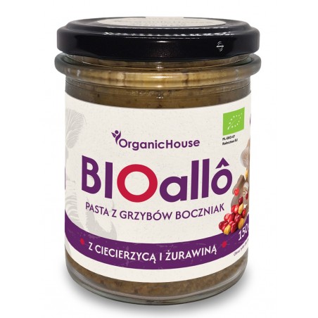 BIOALLO - PASTA Z GRZYBÓW BOCZNIAK Z CIECIERZYCĄ I ŻURAWINĄ BEZGLUTENOWA BIO 180 g - ORGANICHOUSE