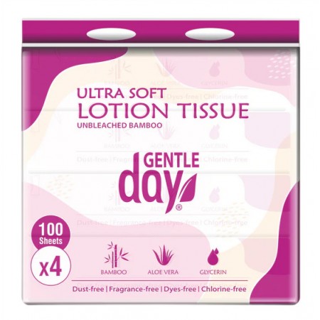 CHUSTECZKI BAMBUSOWE Z ALOESEM I GLICERYNĄ (4 x 100 szt.) 400 szt. - GENTLE DAY
