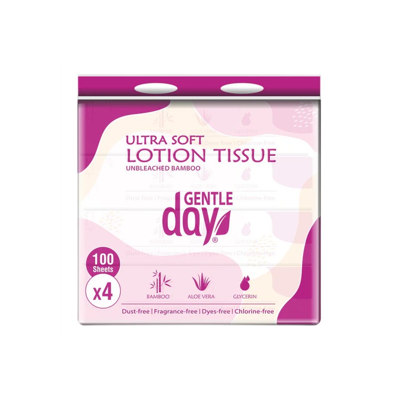 CHUSTECZKI BAMBUSOWE Z ALOESEM I GLICERYNĄ (4 x 100 szt.) 400 szt. - GENTLE DAY