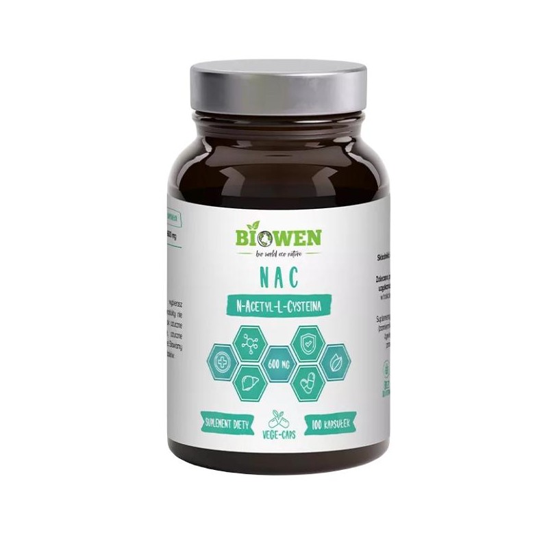 NAC (N-ACETYLO-L-CYSTEINA) (600 mg) BEZGLUTENOWA 100 KAPSUŁEK - HEMPKING (BIOWEN)