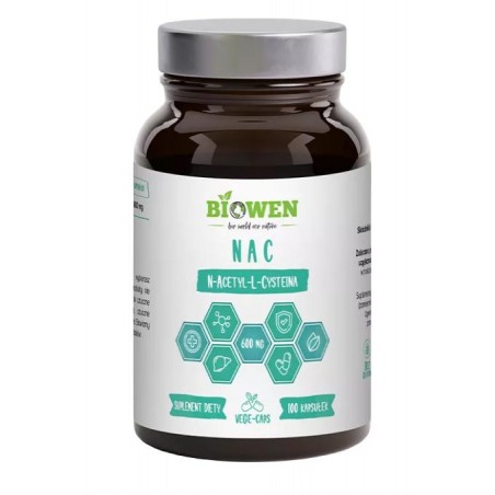 NAC (N-ACETYLO-L-CYSTEINA) (600 mg) BEZGLUTENOWA 100 KAPSUŁEK - HEMPKING (BIOWEN)