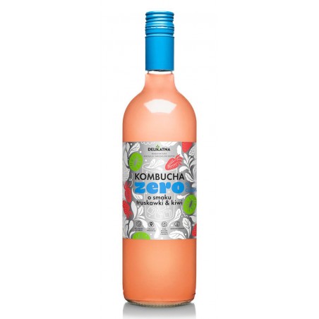 KOMBUCHA O SMAKU TRUSKAWKI I KIWI ZERO % CUKRU 700 ml - DELIKATNA (ZAKWASOWNIA)