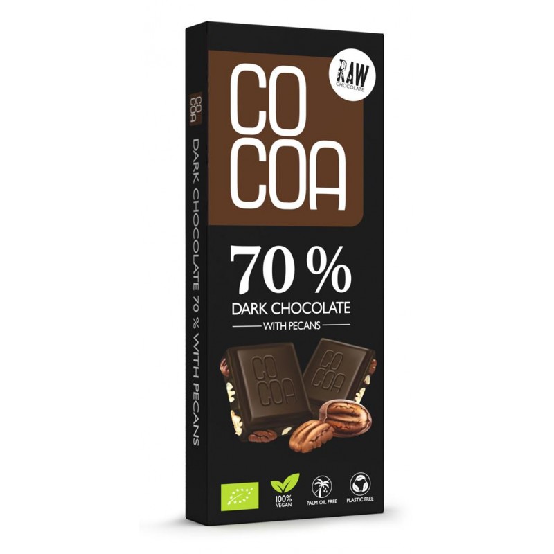CZEKOLADA CIEMNA 70 % Z ORZECHAMI PEKAN BIO 40 g - COCOA
