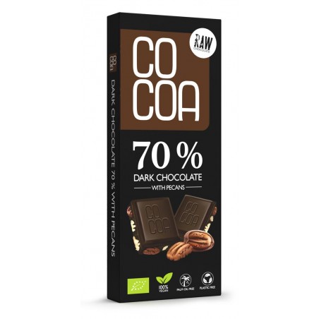 CZEKOLADA CIEMNA 70 % Z ORZECHAMI PEKAN BIO 40 g - COCOA