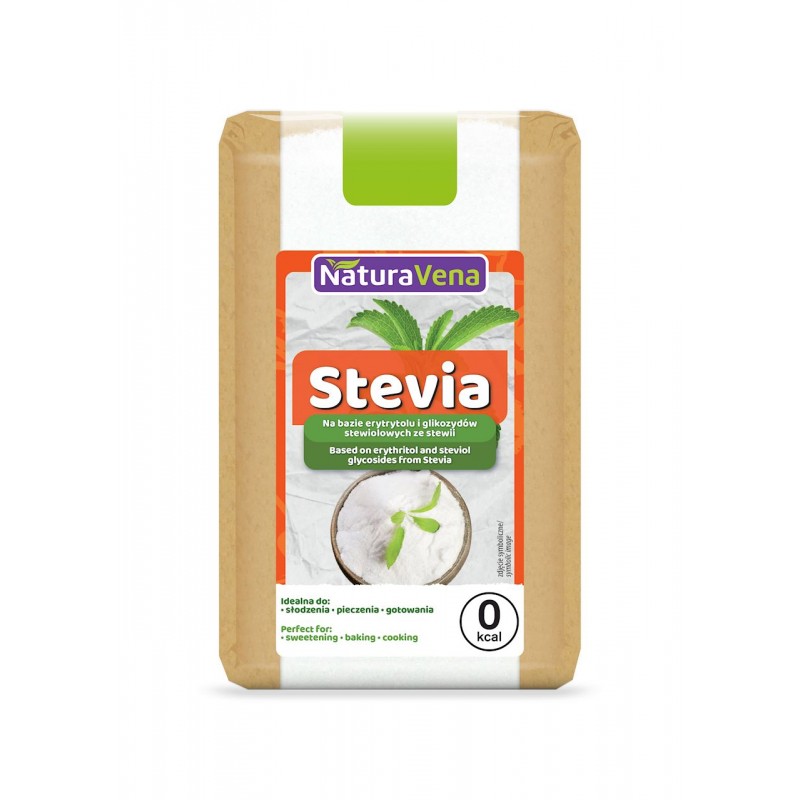 STEVIA (NA BAZIE ERYTRYTOLU I GLIKOZYDÓW STEWIOLOWYCH ZE STEWII) 500 g - NATURAVENA