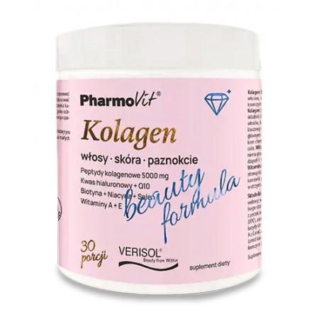 KOLAGEN O SMAKU BRZOSKWINIA - BANAN BEAUTY FORMULA BEZGLUTENOWY 174 g - PHARMOVIT