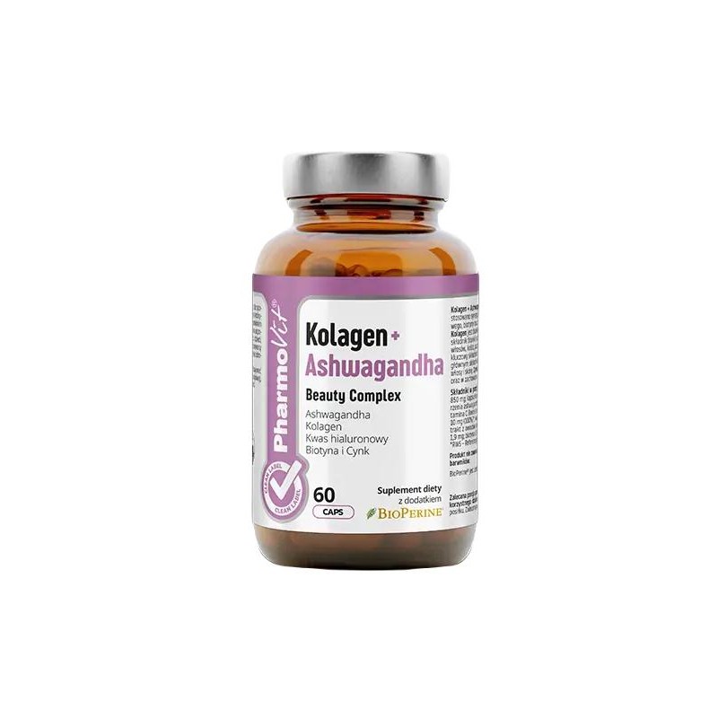 KOLAGEN + ASHWAGANDHA BEAUTY COMPLEX BEZGLUTENOWE 60 KAPSUŁEK - PHARMOVIT (CLEAN LABEL)