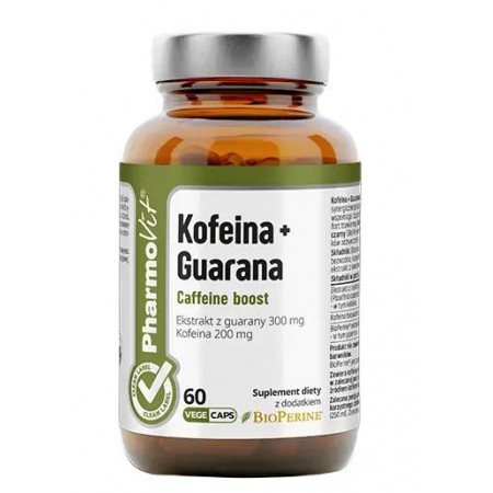 KOFEINA + GUARANA BEZGLUTENOWE 60 KAPSUŁEK - PHARMOVIT (CLEAN LABEL)