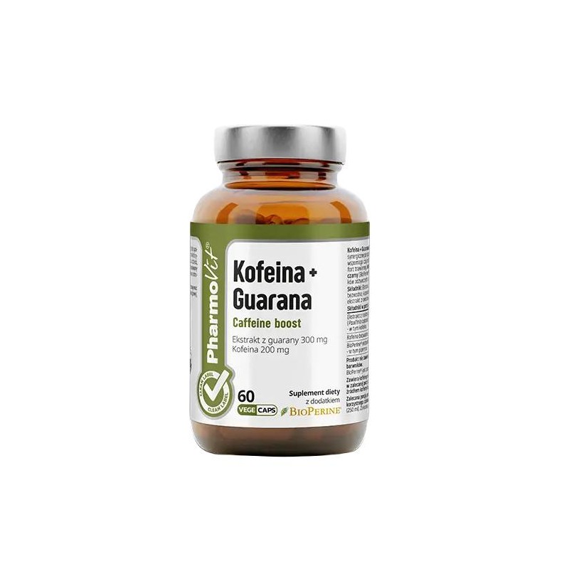 KOFEINA + GUARANA BEZGLUTENOWE 60 KAPSUŁEK - PHARMOVIT (CLEAN LABEL)