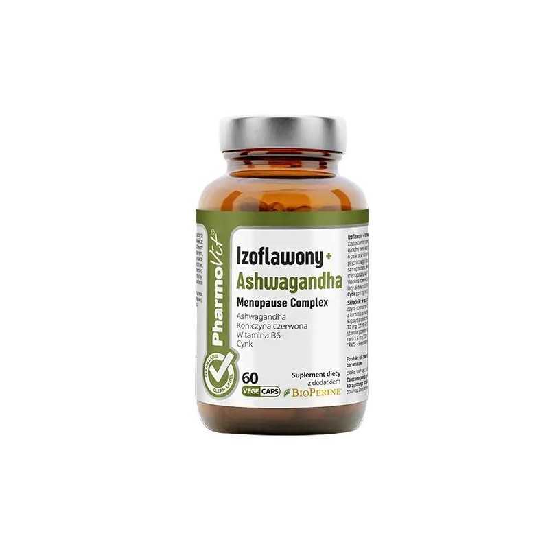 IZOFLAWONY + ASHWAGANDHA MENOPAUSE COMPLEX BEZGLUTENOWE 60 KAPSUŁEK - PHARMOVIT (CLEAN LABEL)