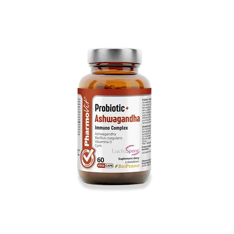 PROBIOTIC + ASHWAGANDHA IMMUNO COMPLEX BEZGLUTENOWE 60 KAPSUŁEK - PHARMOVIT (CLEAN LABEL)
