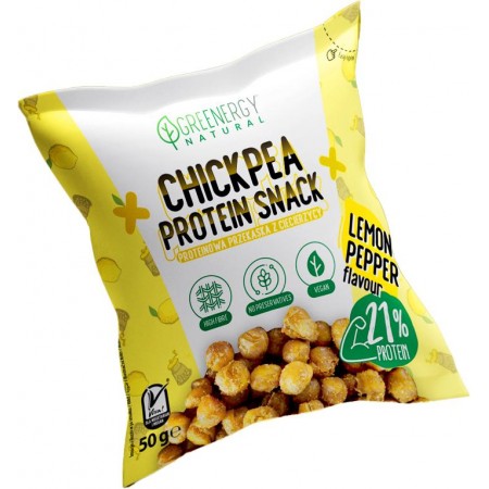 PRZEKĄSKA PROTEINOWA Z CIECIERZYCY O SMAKU CYTRYNY I PIEPRZU 50 g - GREENERGY