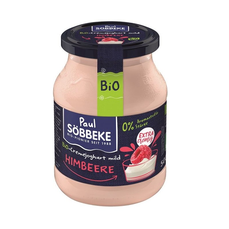 JOGURT KREMOWY MALINOWY (7,5 % TŁUSZCZU W MLEKU) BIO 500 g (SŁOIK) - SOBBEKE