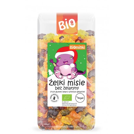 ŻELKI MISIE BEZ ŻELATYNY BEZGLUTENOWE BIO 500 g - BIOMINKI (EDYCJA ŚWIĄTECZNA)(PRODUKT SEZONOWY)